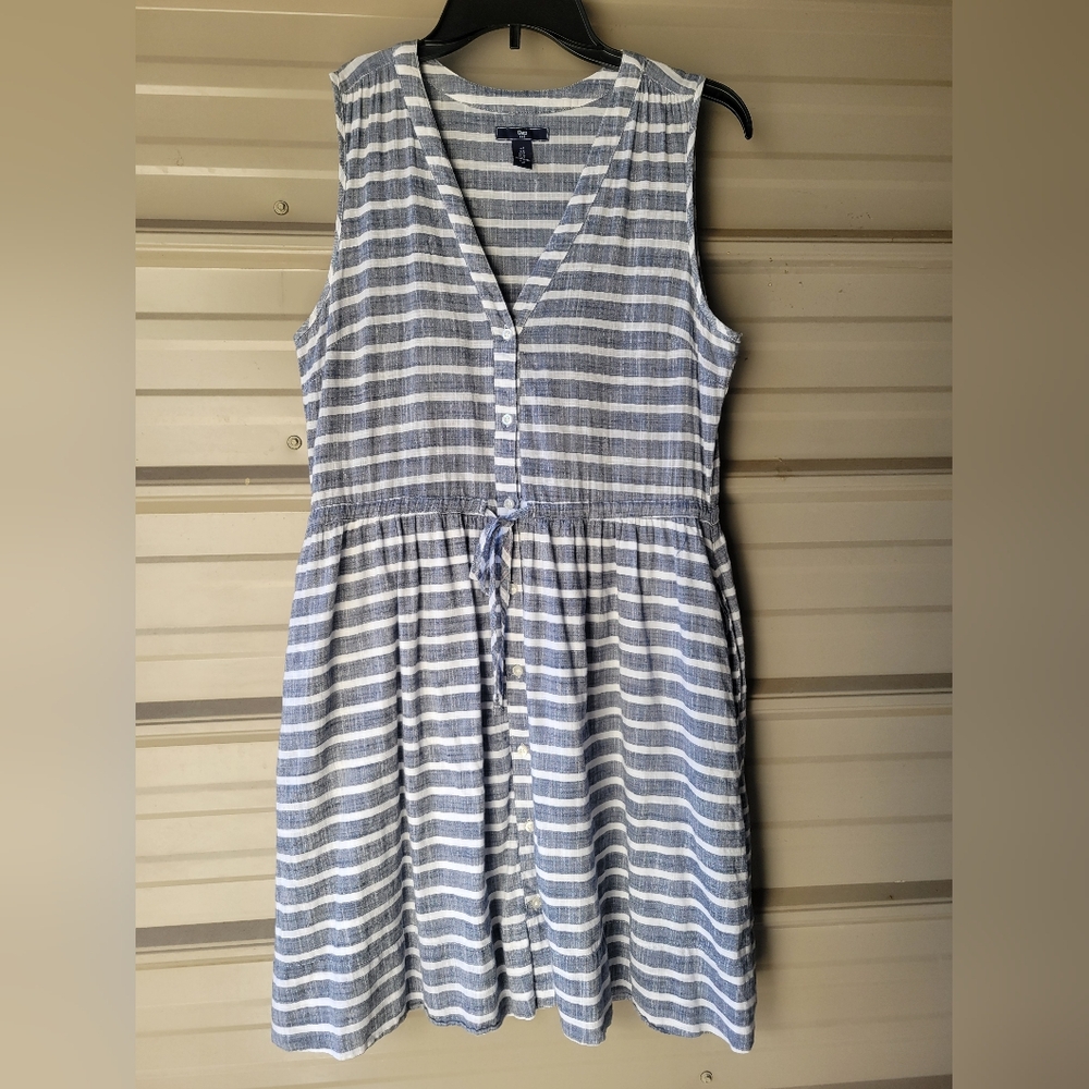 GAP 100% Cotton Striped Sleeveless Dress w/pockets